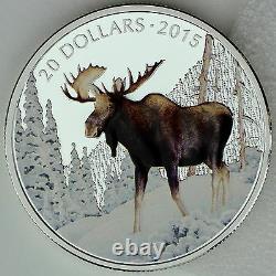 Canada 2015 $20 The Majestic Moose 1 oz. 99.99% Pure Silver Color Proof