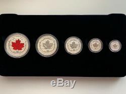 Canada 2015, Fine Silver Maple Leaf Fractional Set 5 Coins Royal Canadian Mint