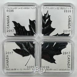 Canada 2017 $3 Maple Leaf Quartet 4-piece Pure Silver Square Coins MINT ERROR