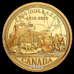 Canada 2019 $200 100th Anniversary of CN Rail Pure Gold Coin Royal Canadian Mint