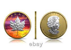 Canada 2021 Maple Leaf Silver. 9999 1oz Bullion Coin Sunset