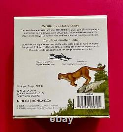 Canadian $ 100.00 99.99% Silver Coin The Cougar