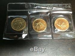 Canadian Maple Leaf GOLD. 75 oz. = 3 pieces @ 1/4oz Sealed RCM 1985, $1549.00