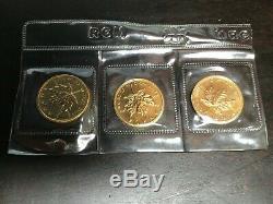 Canadian Maple Leaf GOLD. 75 oz. = 3 pieces @ 1/4oz Sealed RCM 1985, $1549.00