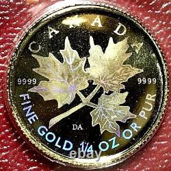 Colorful Hologram 2001 Canada 1/4 Oz. 9999 Gold Maple Leaf