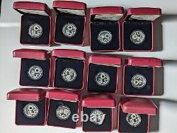 Complete 12 month coin set lot 2016 Canada RCM $5 Fine Silver Birthstone Crystal