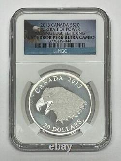 Error Coin Unique 2013 Canada $20 Portrait Of Power Missing Edge Lettering Pf66
