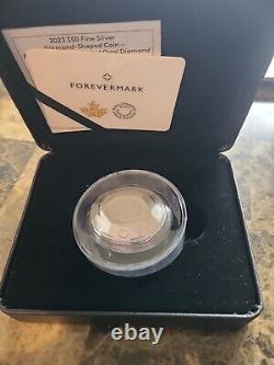 FOREVERMARK BLACK LABEL OVAL DIAMOND. Diamond Shaped Silver Coin 50$ Canada 2023