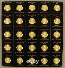 Full Sheet of (25) 2021 Canada 1 Gram Gold Maple Leaf Coins From Maplegram Sheet
