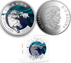 Geometry Art Polar Bear $20 2016 1OZ Pure Silver Proof Canada Colour Coin