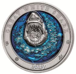 Great White Shark 2018 Canada 3oz Pure Silver Ultra High Relief Coin RCM