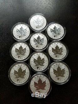 LOT (10) 2018 Canadian Maple Leaf Bison Reverse Privy 1 oz. 9999 $5 Silver Coin
