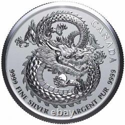 LUCKY DRAGON 25 X 2019 1 oz Pure Silver High Relief Coin in Mint Tube CANADA