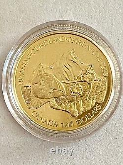 Look 2- 1999 Royal Canadian Mint $100 Gold Proof Coins In Box