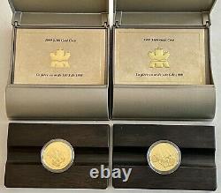 Look 2- 1999 Royal Canadian Mint $100 Gold Proof Coins In Box