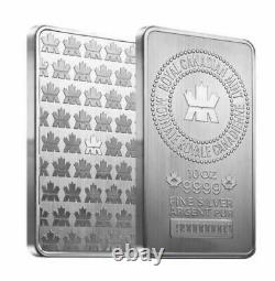 Lot Of 3 Royal Canadian Mint 10 Ounce. 9999 Silver Bars Sealed And Serial Number