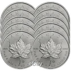 Lot of 10 2021 $5 Silver Canadian Maple Leaf 1 oz Brilliant Uncirculated