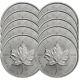 Lot Of 10 2021 $5 Silver Canadian Maple Leaf 1 Oz Brilliant Uncirculated