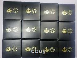 Lot of 12 (FULL SET) 2018 Canadian Birthstone. 9999 Fine $5 Silver Coins