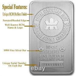 Lot of 20 10 oz Royal Canadian Mint (RCM). 9999 Fine Silver Bar In Stock