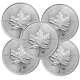Lot Of 5 2020 $5 Silver Canadian Maple Leaf 1 Oz Brilliant Uncirculated