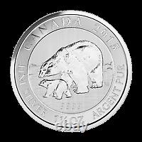 Lot of 5 x 1.5 oz 2015 Canadian Polar Bear and Cub Silver Coin
