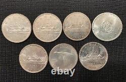 Lot of 7 1961 1967 Silver dollars coins Canada