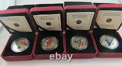M-1 2007-08 Set Of 4 Coloured Bird 25 Cents Royal Canadian Mint See Pictures