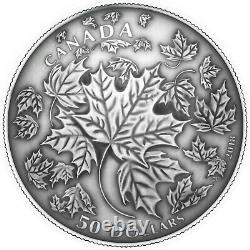 Maple Leaves In Motion 2018 Canada Pure Silver Convex Coin Royal Canadian Mint