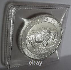 Queen Elizabeth 1.25 Troy Oz. 9999 Fine Silver 2015, Bison Buffalo, Rcm Canada