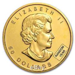 RCM 1 oz Gold Canadian Maple Leaf Random Date $50 Gold Coin. 999 Fine BU