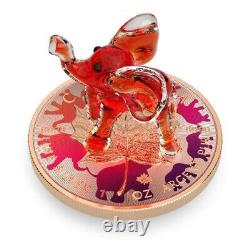 RED ELEPHANT Murano Glass Maple Leaf 2022 1 oz Silver Coin Royal Canadian Mint