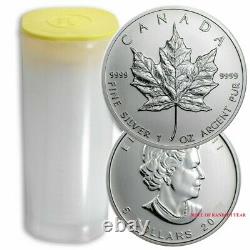 Random Year Roll of 25 2021 Canada 1 oz Silver Maple Leaf Coin BU IN STOCK