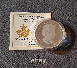 Rare 2015 Canada Looney Tunes Merrie Melodies Limited 20$ Proof 1 0z Silver Coin