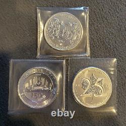Rare Limited Mintage Canadian Maple Leaf Fine Silver 3 Coin Lot BU