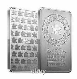Royal Canadian Mint 10 Ounce. 9999 Silver Bars Sealed And Serial Number