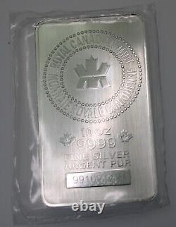 Royal Canadian Mint 10 ounce. 9999 silver bar sealed with unique serial #