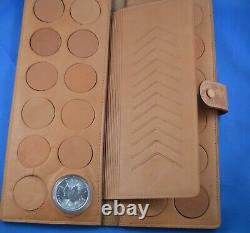 Royal Canadian Mint Hand Made Leather Coin Portfolio Holds 24 -1 Oz Silver