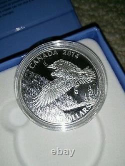 SILVER! 2014 $100 For $100 CAD The Majestic Bald Eagle Fine Silver Coin 99.99%