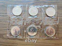 Six (6) 1988 Canadian Maple Leaf. 9999 Fine Silver Coins Sealed