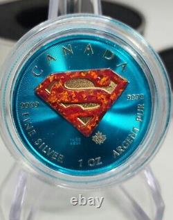 Superman Silver/Opal Colorized 3D Emblem Coin Extremely Rare. 9999 Finess, 2016