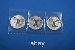 Three 1 OZ. 9999 Pure Silver 2016 Coins Peregrine Falcon