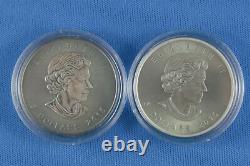 Two 2015 1 OZ Pure Silver Antiqued Coins Royal Canadian Mint -Unique