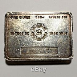 Vintage RCM Royal Canadian Mint 10 oz 999 Silver Bar Scarce