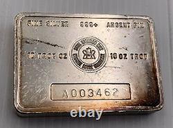 Vintage Royal Canadian Mint (RCM) 10 oz 999+ Silver Bar -RARE A Series A003462