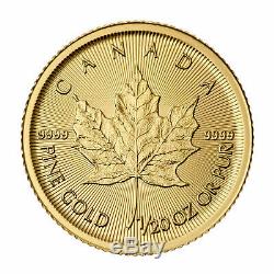 1/20 Oz D'or Feuille D'érable Canadienne Coin. 9999 Fine1 / 20 Oz 2019