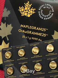 1 Gramme D'or Fin 2015 Canada'maplegram ' 50c Pièces 5 Coin Scellé Strip