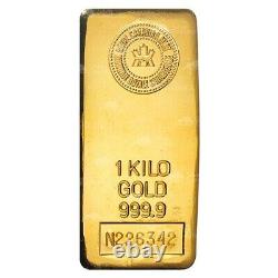 1 KG Kilo Royal Canadian Monnaie Barre D'or