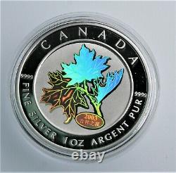 1 Oz. 9999 Argent 2003 Holographic Bonne Preuve Fortune Érable Canadien Coa & Ogp