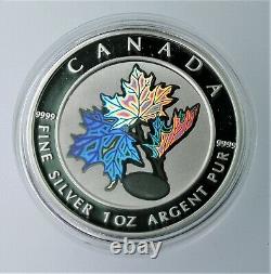 1 Oz. 9999 Argent 2003 Holographic Bonne Preuve Fortune Érable Canadien Coa & Ogp